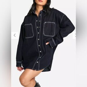 NEW Dark denim button-up shirt dress #denimdress